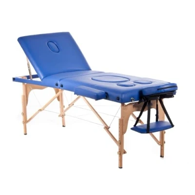 Afbeelding van QUIRUMED Opvouwbare zwangerschap massage draaggreep, 194 x 70 cm, blauw, Hout, Kunstleer, Buikgat, Gezichtsgat, Afneembare Hoofdsteun, Tot 150 kg