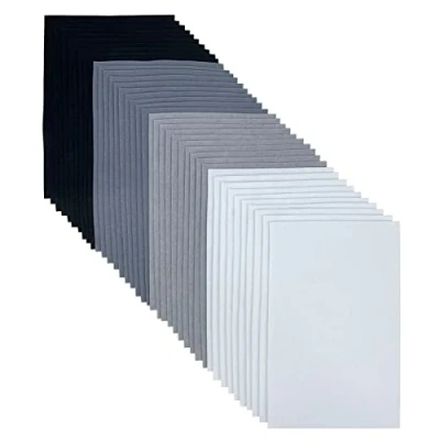 Afbeelding van Jtnohx Craft vilt Stof, 20 x 30 cm om te knutselen, 4 kleuren, 40 stuks, gekleurde viltvellen voor doe het zelf decoraties en feestprojecten (zwart witte serie)