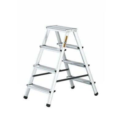 Afbeelding van Drabest 4 Traps Aluminium Dubbelzijdige Huishoudladder, Capaciteit 125kg Trapladder met Werkladderplatform Ladders Multifunctioneel Trapladders Treden 44 x 86,5 16cm