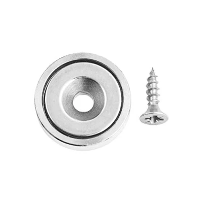 Afbeelding van Connex Neodymium schijfmagneet met rond gat en schroef Ø 20 x 6 4,5 mm 1 stuk Extra sterke magneet 10,5 kg hechtkracht Voor huishouden werkplaats/powermagneet/ringmagneet /