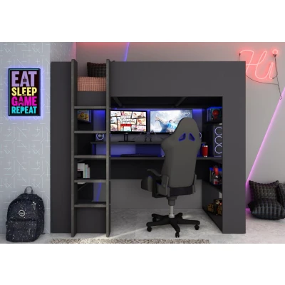 Afbeelding van Hoogslaper The Cube Gamingbed Antraciet met Rood