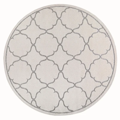 Afbeelding van Binnen en Buiten Vloerkleed Berlin Outdoor Laagpolig Tapijt Creme 200 cm rond
