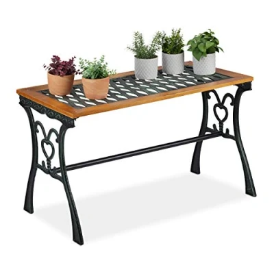 Afbeelding van Relaxdays tuintafel rechthoek buitentafel terrastafel balkontafel houten tafel