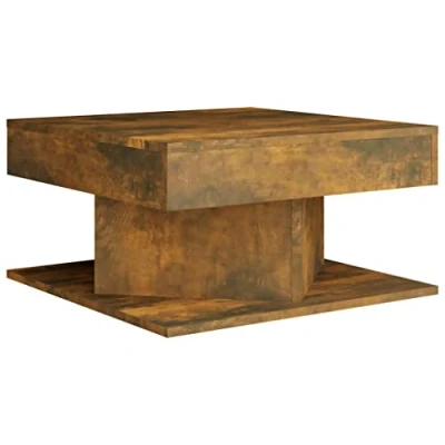 Afbeelding van vidaXL Salontafel 57x57x30 cm bewerkt hout gerookt eikenkleurig, bijzettafel, bijzet tafel, woonkamer salon koffietafel