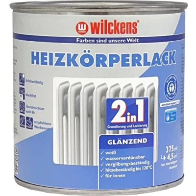 Afbeelding van Wilckens 2 in 1 radiatorlak, glanzend wit, 375 ml