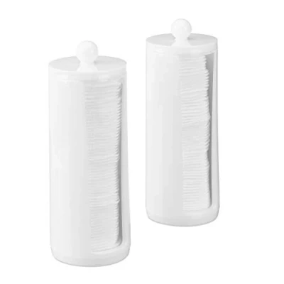 Afbeelding van Relaxdays wattenschijfjeshouder wattendispenser set van 2 acryl deksel rond wit