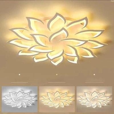 Afbeelding van FUMIMID Plafondlamp Dimbaar LED Woonkamer Lamp Creatieve Bloemvorm Acryl Kroonluchter Bloemblaadje Slaapkamer Kinderkamer Eetkamerlamp Met Afstandsbediening,18 heads