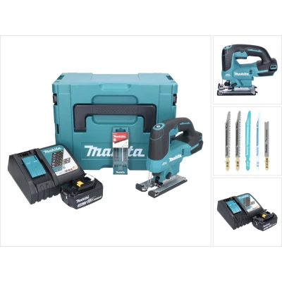 Afbeelding van Makita DJV 184 RF1J accu decoupeerzaag 18 V borstelloos + 1x oplaadbare 3.0 Ah oplader 5 delige decoupeerzaagbladenset Makpac