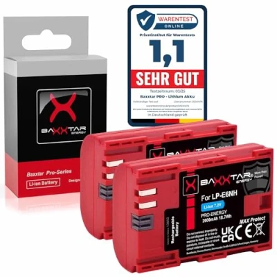 Afbeelding van Baxxtar MaxProtect LP E6NH accu pack (2400mAh) met actieve NTC sensor en V1 beschermende behuizing compatibel Canon R5 R5c R6 R6II R7 enz.