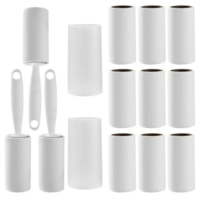 Afbeelding van 12 stuks pluisrol, extra kleverige pluisrol (elk 60 vellen) met 3 afrollers, 2 stofbeschermhoezen, pluisroller voor dierenharen, sticky roller removers haar,