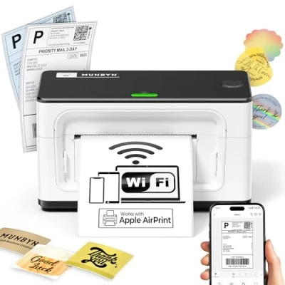 Afbeelding van MUNBYN Draadloze Thermische Printer, WiFi verzendlabelprinter Compatibel met iPhone iPad macOS Android Windows Chromebook Etsy Ebay USPS voor thuisgebruik door kleine bedrijven, 941 AirPrint