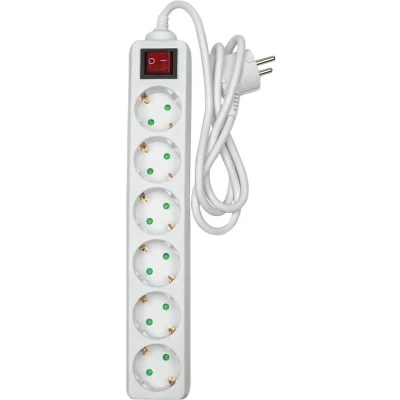 Afbeelding van Benson Stekkerdoos 6 Voudig Randaarde Schakelaar 1 meter 3 x mm2 Wit