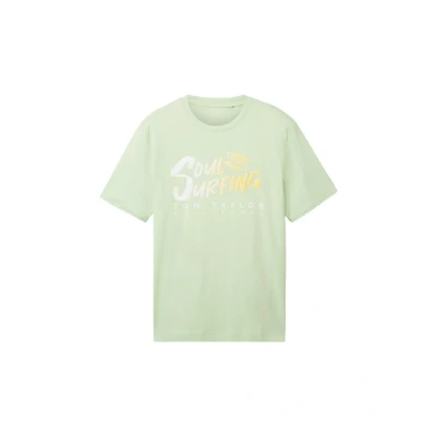 Afbeelding van TOM Tailor MIT TEXT Tshirt print, Heren, Maat: XXL, Tender sea green
