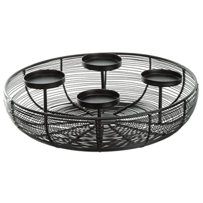 Afbeelding van Brandsseller Adventskrans, diameter 36,5 cm, kerstkrans, kaarsenhouder, adventskmand, kerstdecoratie, metaal, zwart
