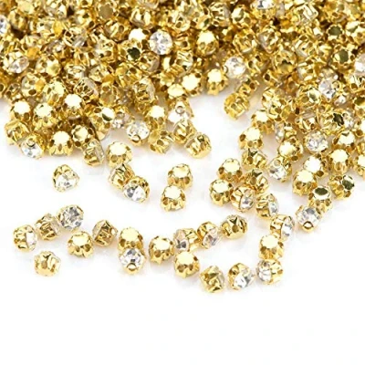 Afbeelding van Walfront Kleur Zilver, Goud en AB Strass 88g 0.4cm met 4 Naaigaten (#01)