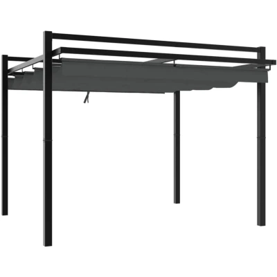 Afbeelding van Prieel met uittrekbaar dak 3x3 m aluminium antracietkleurig