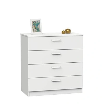 Afbeelding van MUEBLES PITARCH commode met 4 metalen rails, voor slaapkamer, wit, 78 x 74 40 cm (H B D), collectie Tibet