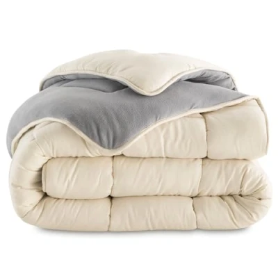 Afbeelding van IDMarket Dekbed 200 x cm Zoe fleece tweezijdig grijs en crème 400 g