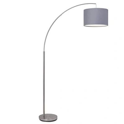 Afbeelding van Brilliant Leuchten Booglamp Clarie 29 cm hoogte, e27 max. 60 w, led geschikt, met grijze textielen kap