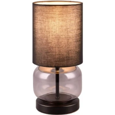 Afbeelding van TRIO ELIO Tafellamp Zwart mat excl. 1x E27 40W Snoerschakelaar Smoke glas