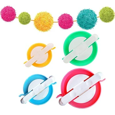 Afbeelding van Pompom Maker, 4 maten pompons Makers voor Pluisbal Wever Naald Craft DIY Wollen Breien Tool Set Decoratie (4)