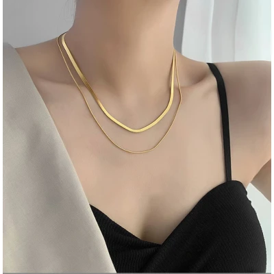 Afbeelding van Dubbele halsketting slang patroon ketting set van 2 Sophie Siero Kettingen inclusief geschenkverpakking
