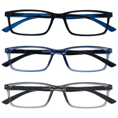 Afbeelding van Opulize See 3 Stuks Blauw Licht Blokkeert Bril Zwart Grijs Computer Ontspiegeld Mannen Vrouwen BBB9 137 +0,00