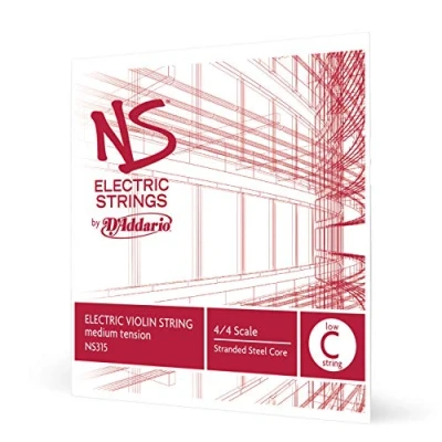 Afbeelding van D&#039;Addario NS315 elektrische viool enkele snaar &#039;Low C&#039; meervoudig gedraaide stalen kern medium