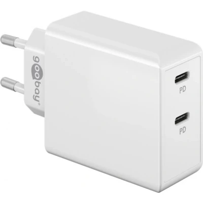 Afbeelding van USB C snellader Goobay 2 poorten (USB C, 36W, Power Delivery, Wit)