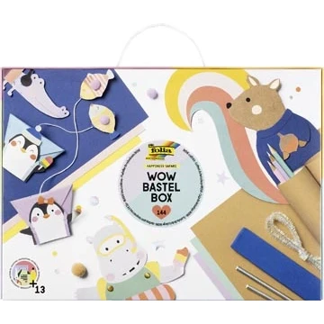 Afbeelding van knutselpapierkoffer Wow Bastel Box Happiness Safari