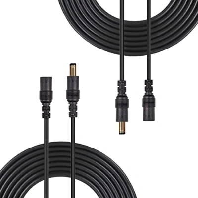 Afbeelding van Liwinting DC Verlengkabel 5.5mm x 2.1mm Aansluitkabel Gelijkstroom Connector Kabel Splitter Man vrouw voor Voeding, CCTV Camera Power 2pcs 5m/16,4ft Zwart