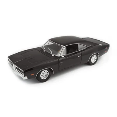 Afbeelding van Maisto Dodge Charger R/T (1969): modelauto op schaal 1:18, deuren, motorkap en kofferbak beweegbaar, bestuurbaar, 24 cm, zwart (531387B)