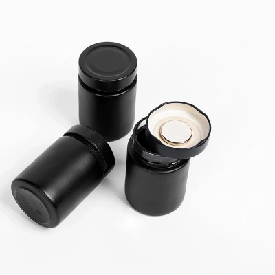Afbeelding van 3x Silwy Magnetisch Kristallen Delicatessen Pot 192ml Zwart + Zwarte Pad (set a 3)