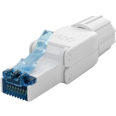 Afbeelding van goobay 65941 CAT6A RJ45 stekker/veldconfectioneerbare netwerkstekker 10 Gbits/montage zonder gereedschap/CAT 6A UTP stekker met vergulde contacten