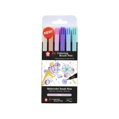 Afbeelding van Sakura Koi Coloring Brush Pen set Sweets 6 kleuren