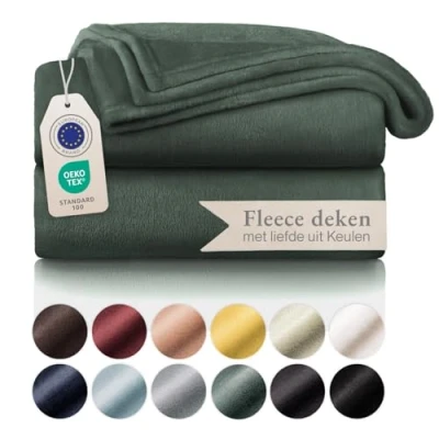 Afbeelding van Blumtal fleece deken hoogwaardige deken, zachte microvezeldeken als bankhoes, sprei, plaid of woonkamerdeken, 150 x 200 cm, Zomergroen