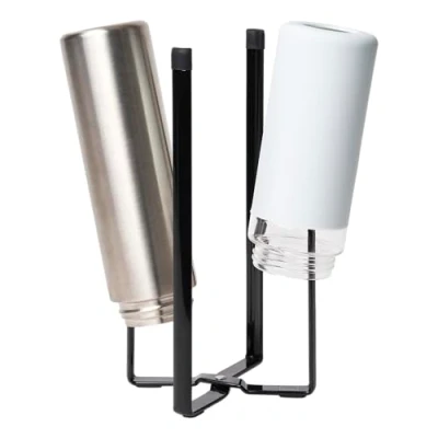 Afbeelding van Yamazaki Afdruiprek Tower Flessenrek Multifunctioneel Inklapbaar Zwart 12x9,5x26,5cm