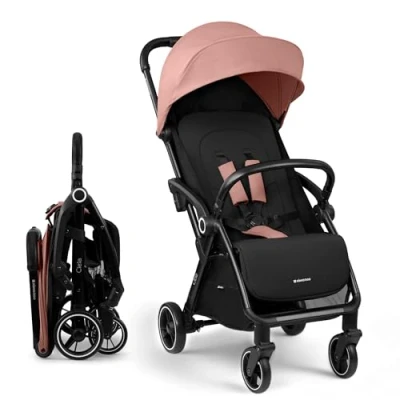 Afbeelding van KikkaBoo CIELA kinderwagen buggy tot 22 kg, automatisch opvouwen, verstelbare rugleuning, gering gewicht, compact, cabinemaat, roze