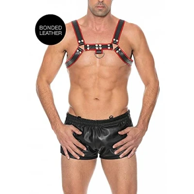 Afbeelding van Shots Ouch! Bulldog Leren Borst Harnas L/XL red