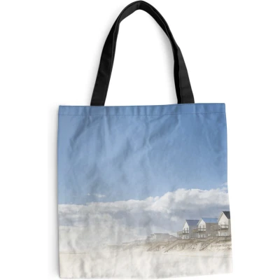 Afbeelding van MuchoWow® Schoudertas Strandtas Big Shopper Boodschappentas Strandhuizen bij Surf City in de duinen 40x40 cm Katoenen tas