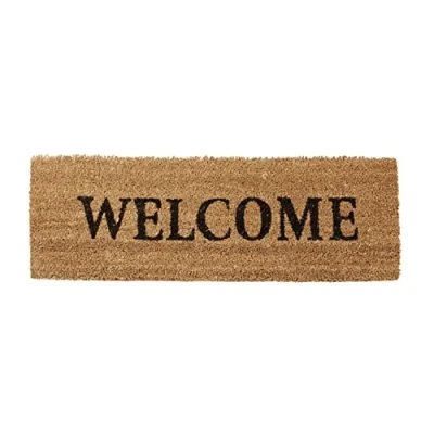 Afbeelding van Relaxdays deurmat smal WELCOME, kokos &amp; pvc, rechthoekig, antislip schoonloopmat, HBD: ca. 1,5x75x25 cm, natuur