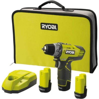Afbeelding van RYOBI Boorschroevendraaier 12 V 2 snelheden 30 Nm 24 posities boorhouder 10 mm lithiumbatterijen 20 Ah oplader levering in draagtas R12DD220S