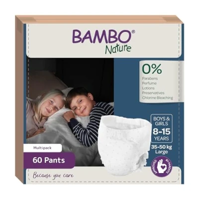 Afbeelding van BAMBO Nature Luierbroekjes Maat 6 (18+ kg) 90 stuks Maandbox 0% onnodige toevoegingen Ideaal voor de gevoelige huid Nordic Swan Ecolabel