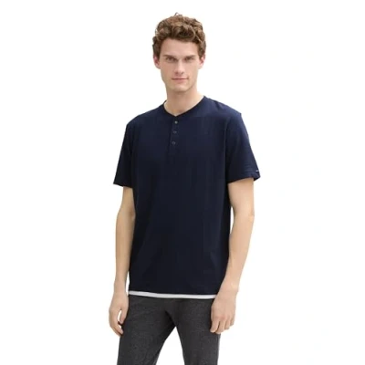 Afbeelding van TOM Tailor Henley Tshirt basic, Heren, Maat: XL, Sky captain blue