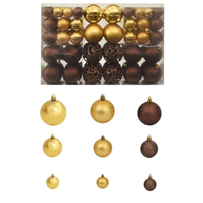 Afbeelding van vidaXL 100 delige Kerstballenset 3/4/6 cm bruin/bronskleur/goudkleurig