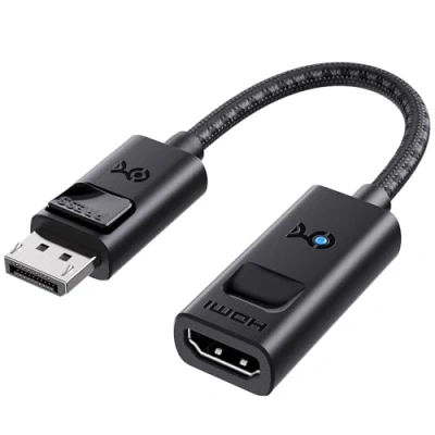 Afbeelding van Cable Matters 8K DisplayPort 1.4 naar HDMI adapter met 4K 120Hz of 60Hz, Unidirectionele kabeladapter in zwart, ondersteuning voor RTX 3080/3090, RX 6800/6900 en meer