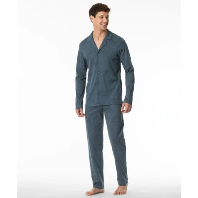 Afbeelding van Schiesser FINE Interlock Pyjama, Heren, Maat: 48, Jeansblau