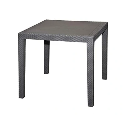 Afbeelding van Spetebo tuintafel, rotan in antraciet, 79 x 72 cm, kunststof balkontafel, rotantafel
