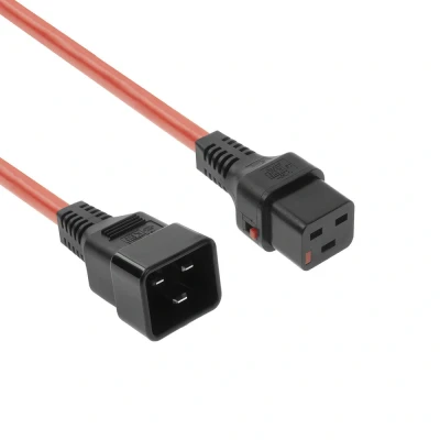 Afbeelding van Iec Lock 230V aansluitkabel C19 afsluitbaar C20 rood 1,00 m (1 m), Stroomkabel