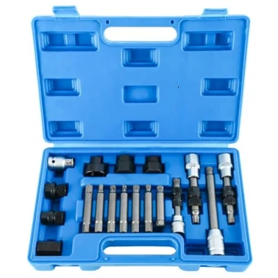 Afbeelding van FreeTec Professionele universele dynamo gereedschap bitset 18 delig voor het vasthouden en monteren van de vrijloop riemschijf